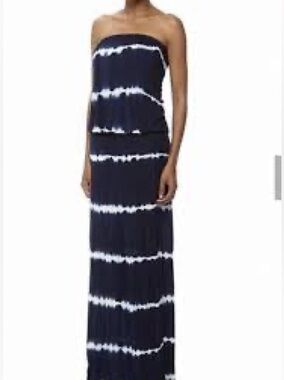 Line Up black tie dyed ruffle strapless casual summer maxi dress,’size M/L